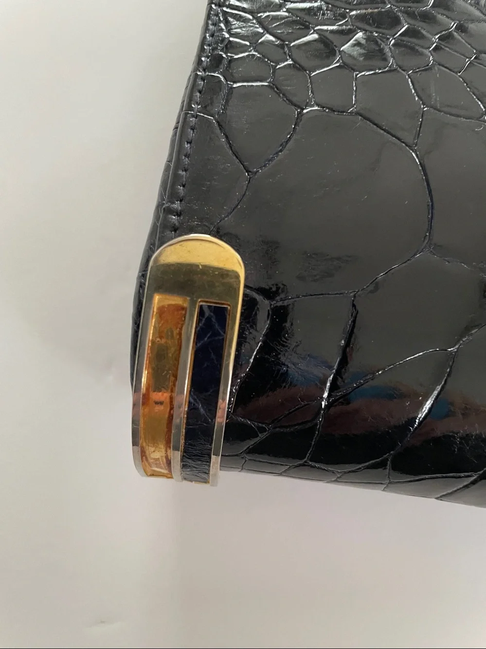 VTG: RIGHINI ROMA Piazza Di Spagna Genuine Leather Croc Chain  Bag/Clutch